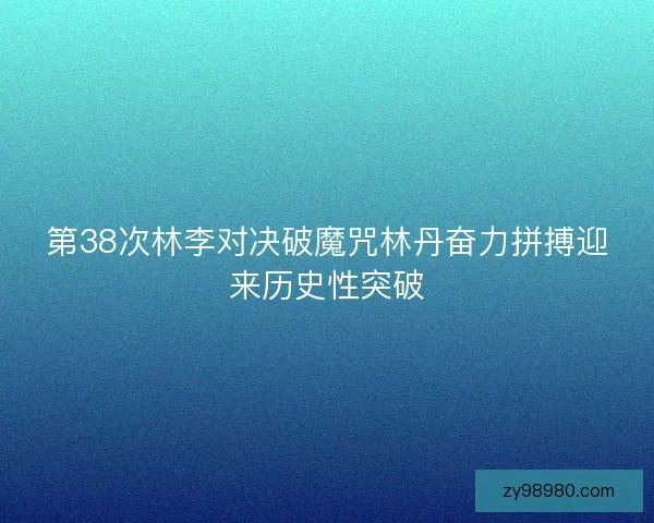 第38次林李对决破魔咒林丹奋力拼搏迎来历史性突破